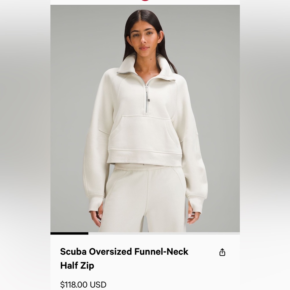 Scuba Oversized Funnel-Neck Half Zip Bone